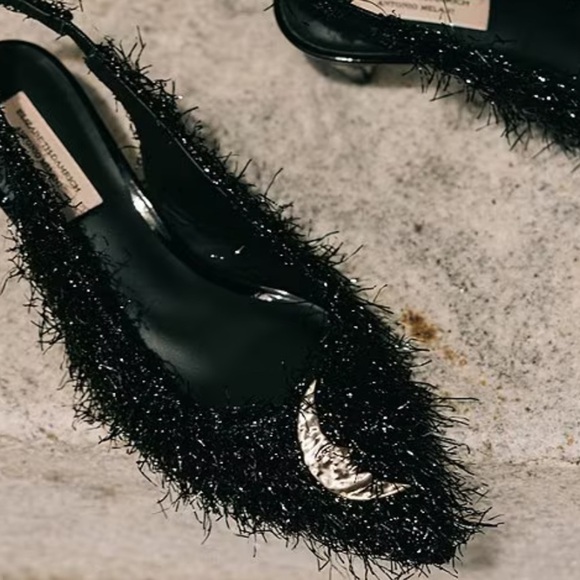 Antonio Melani x Elizabeth Damrich Moon Boucle Frayed Detail Slingback Pumps 6M - Picture 2 of 14